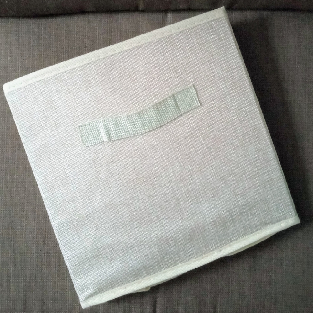2/$10 Neutral Beige Weave Front Fabric Collapsible Storage Bin - Picture 8 of 9